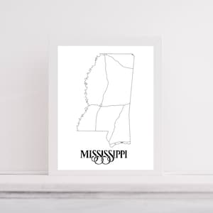 Mapa de Mississippi Mapa interestatal Arte Descarga digital