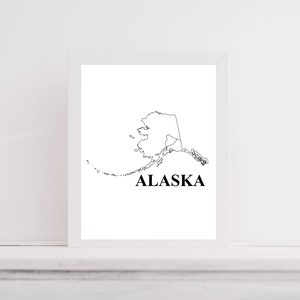 Alaska Karte Interstate Karte Kunst Digitaler Download