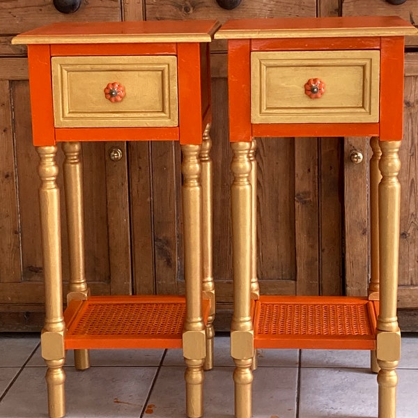 Orange Bedside Tables Etsy