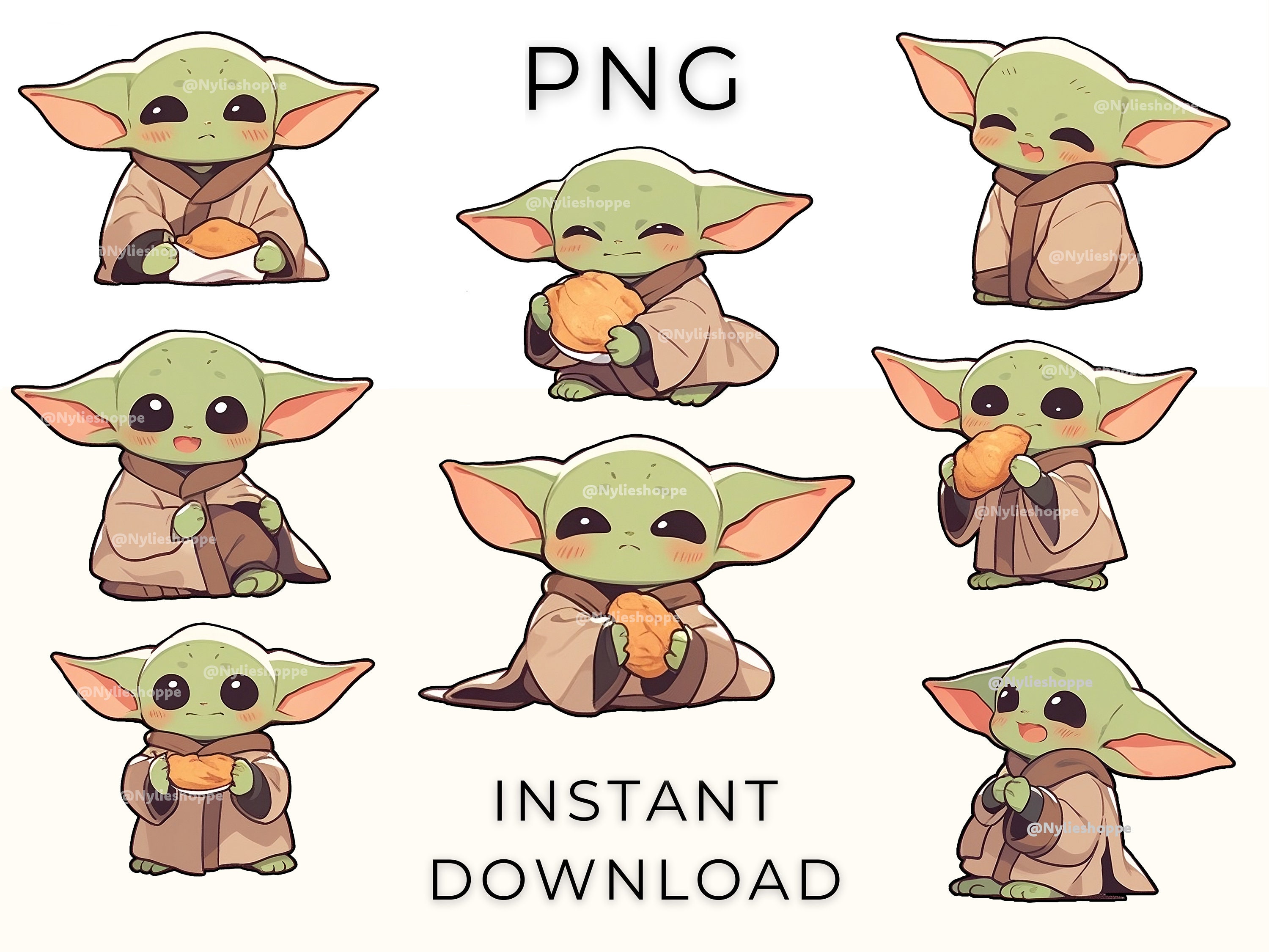 Set of 8 Baby Yoda Pngs Kawaii Style Star Wars Print - Etsy