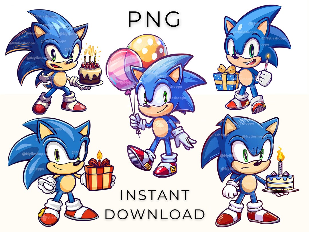 5 Birthday Clipart of Sonic the Hedgehog Birthday Sublimation, Birthday ...