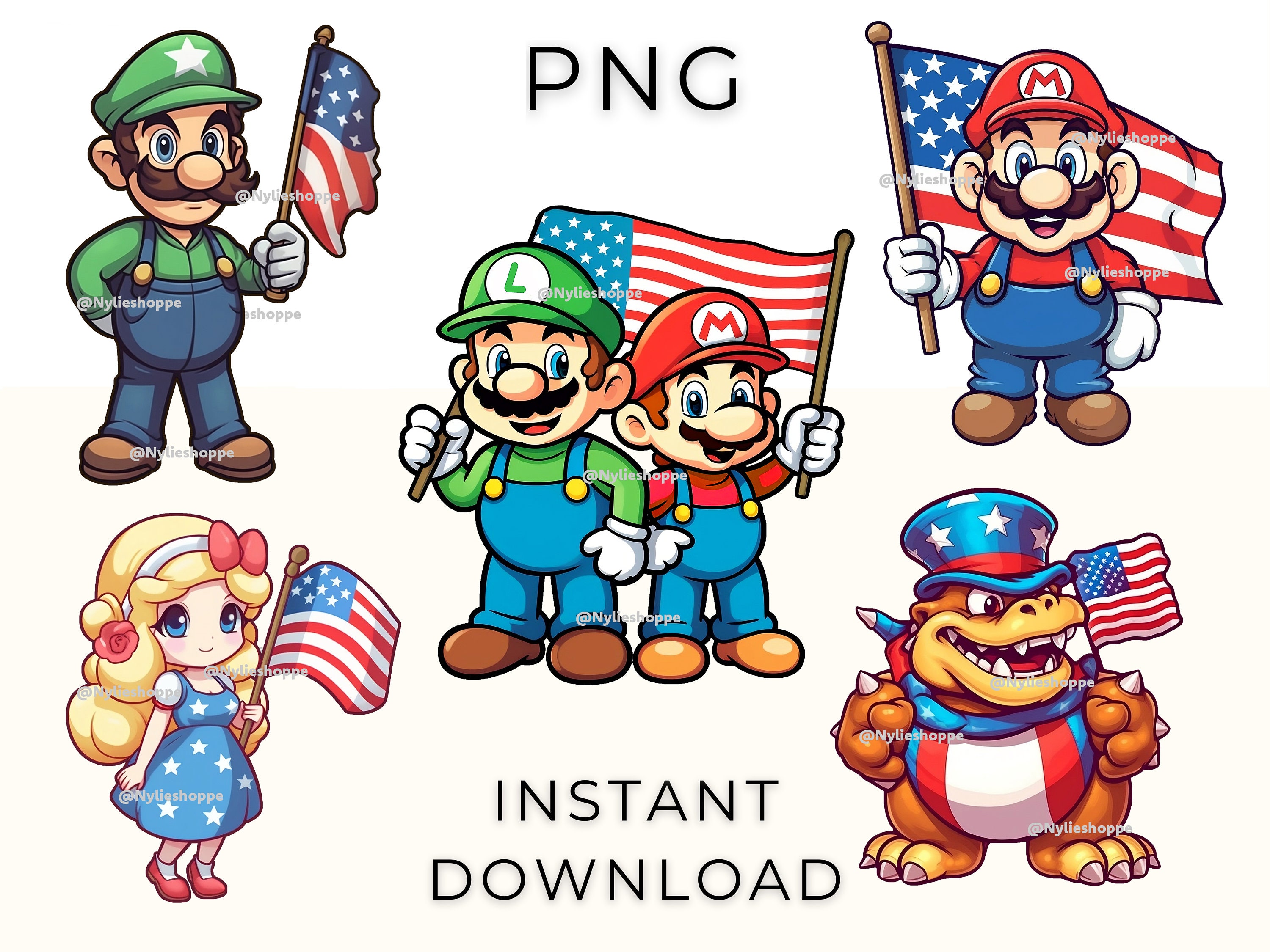 Super Mario Bundle Mario and Luigi Mario Print Printable Etsy