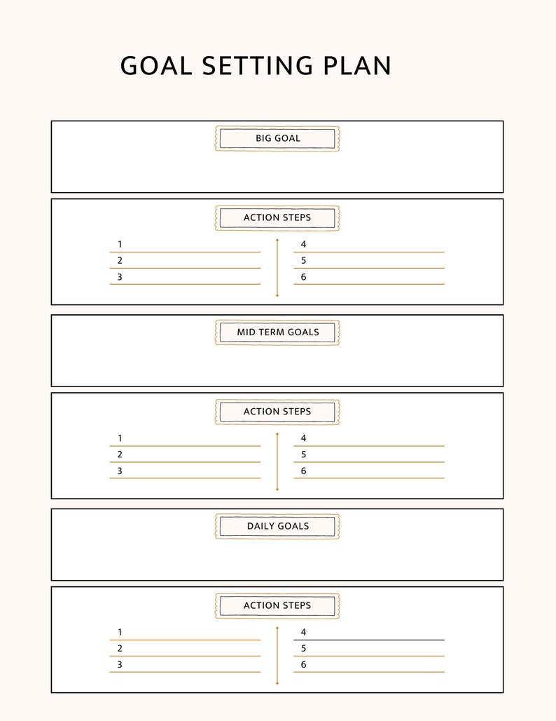 Goal Setting Printable Worksheet - Etsy