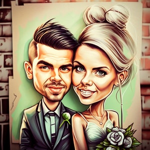 Wedding caricatures from photos, Poster, personalized gift, gift for the bride and groom, caricature portrait, wedding illustration