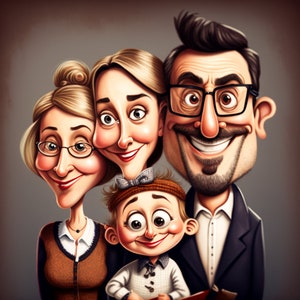 Family caricatures from photos, illustration, personalized gift, Portrait, original gift, caricature drawing, portrait decoration image 3