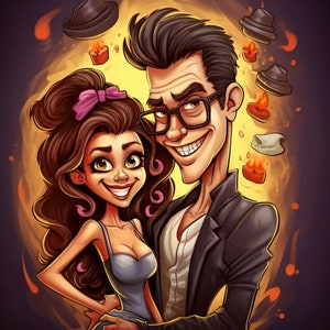 Caricature di famiglia di Halloween da foto, illustrazione, regalo personalizzato, Ritratto, regalo originale, disegno caricaturale