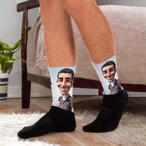 Caricatures on pair of socks from photos, illustration, personalized gift, Portrait, original gift, caricature drawing
