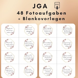 JGA Spiel Fotoaufgaben . 48 Aufgaben+32 blanko Karten . Fotospiel . Fotochallenge . PDF . Sofortdownload . druckbar .Junggesellinnenabschied