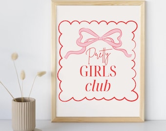 Hübscher Girls Club Print, rosa Schleifen-Dekor (Digitaler Download)