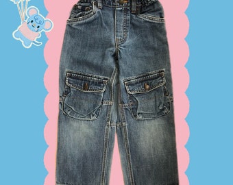 Vintage 2004 Baby Gap Toddler Jeans Pull-On Elastic Waist with Front Knee & Back Snap Closure Pockets Size 5T 5 Years 100% Cotton