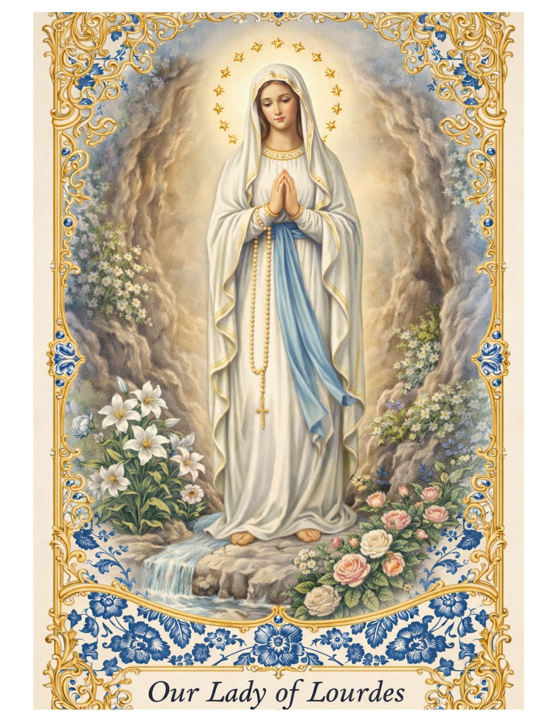 Our Lady of Lourdes Holy Card Printable | Catholic Image Digital ...