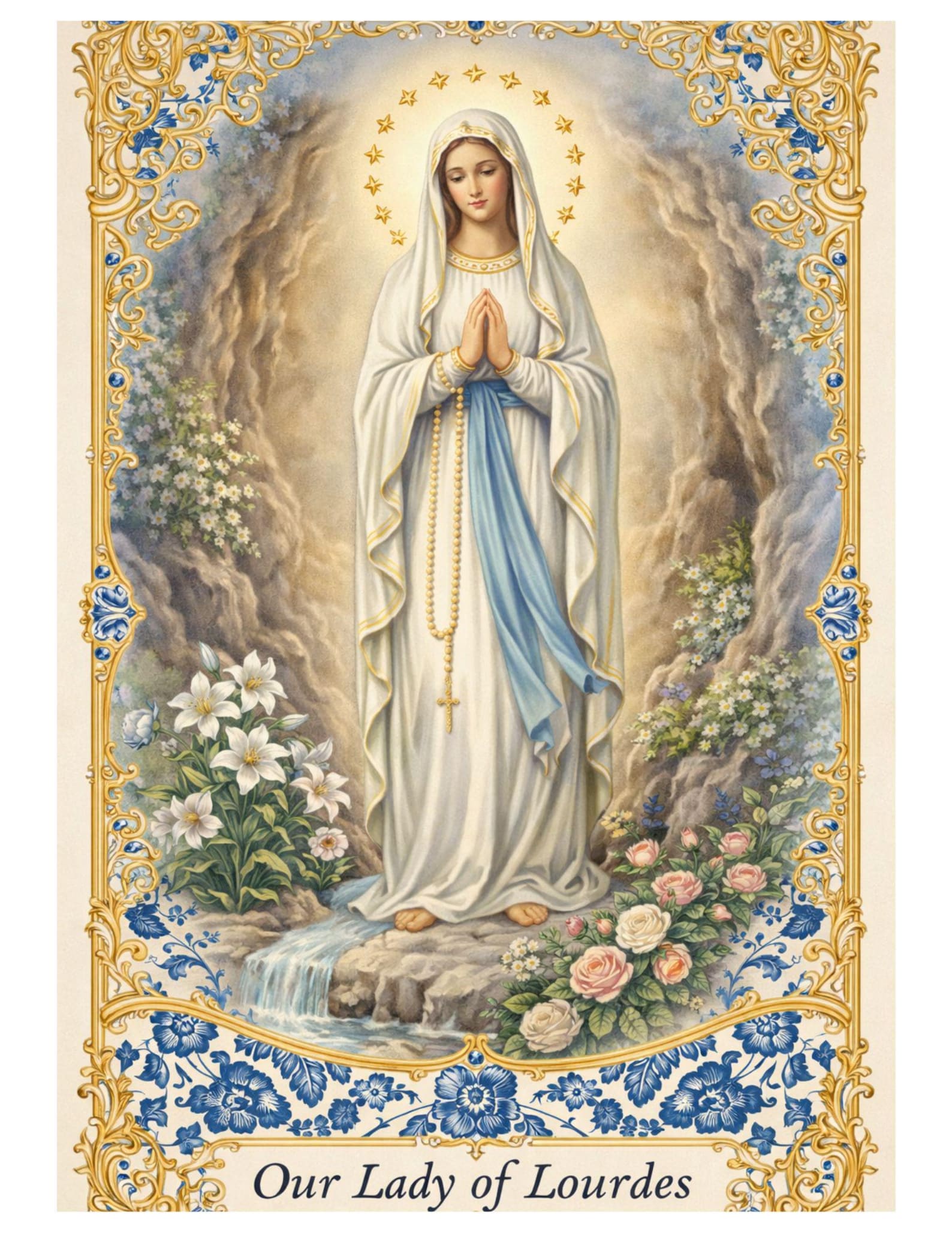 Our Lady of Lourdes Holy Card Printable | Catholic Image Digital ...