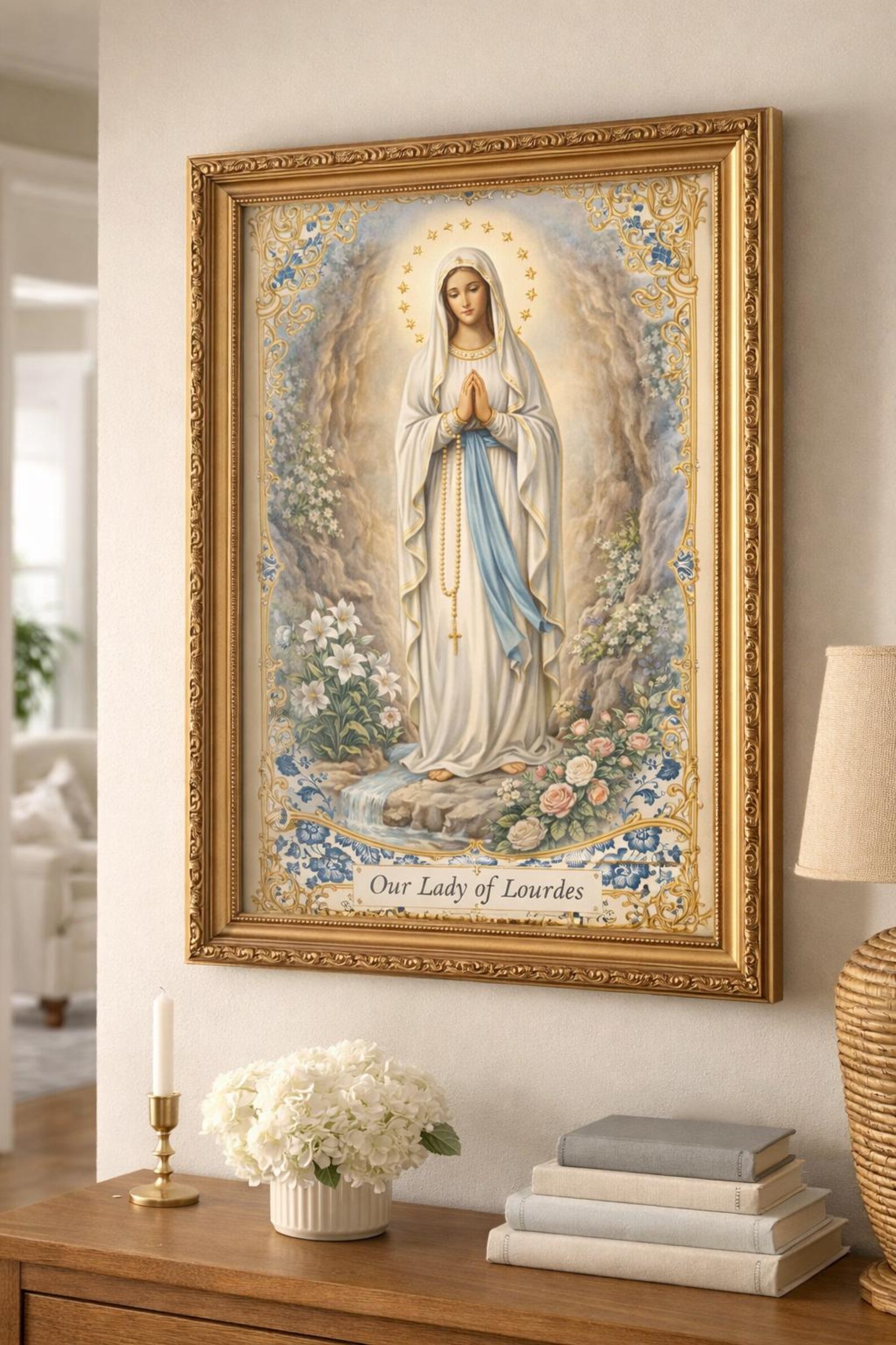 Our Lady of Lourdes Holy Card Printable | Catholic Image Digital ...