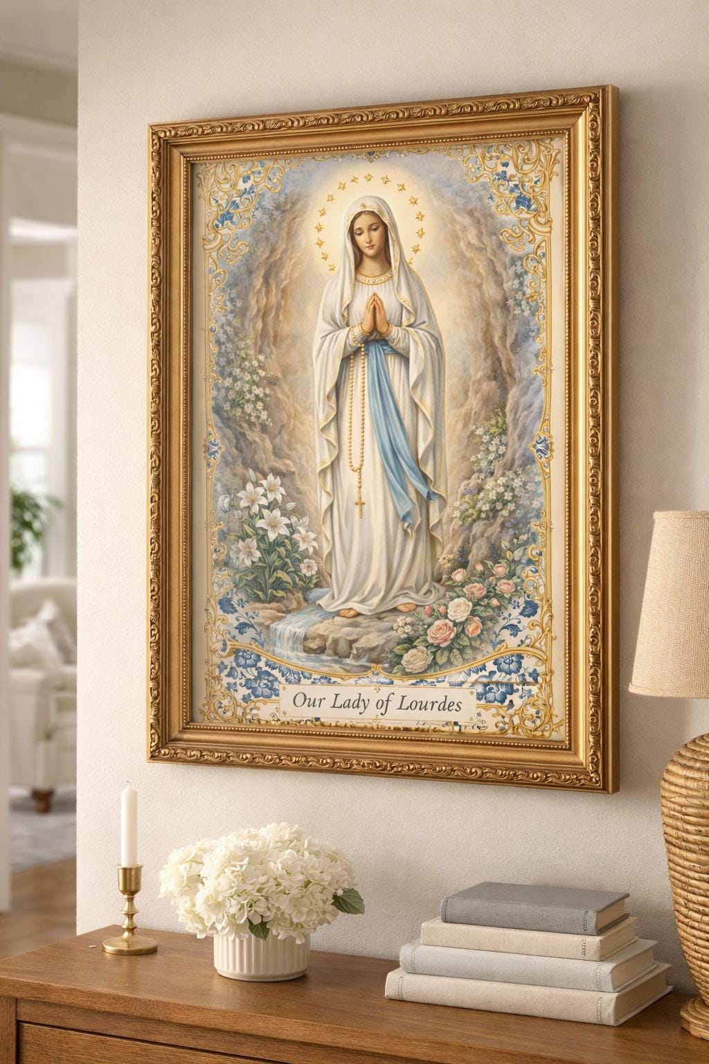 Our Lady of Lourdes Holy Card Printable | Catholic Image Digital ...