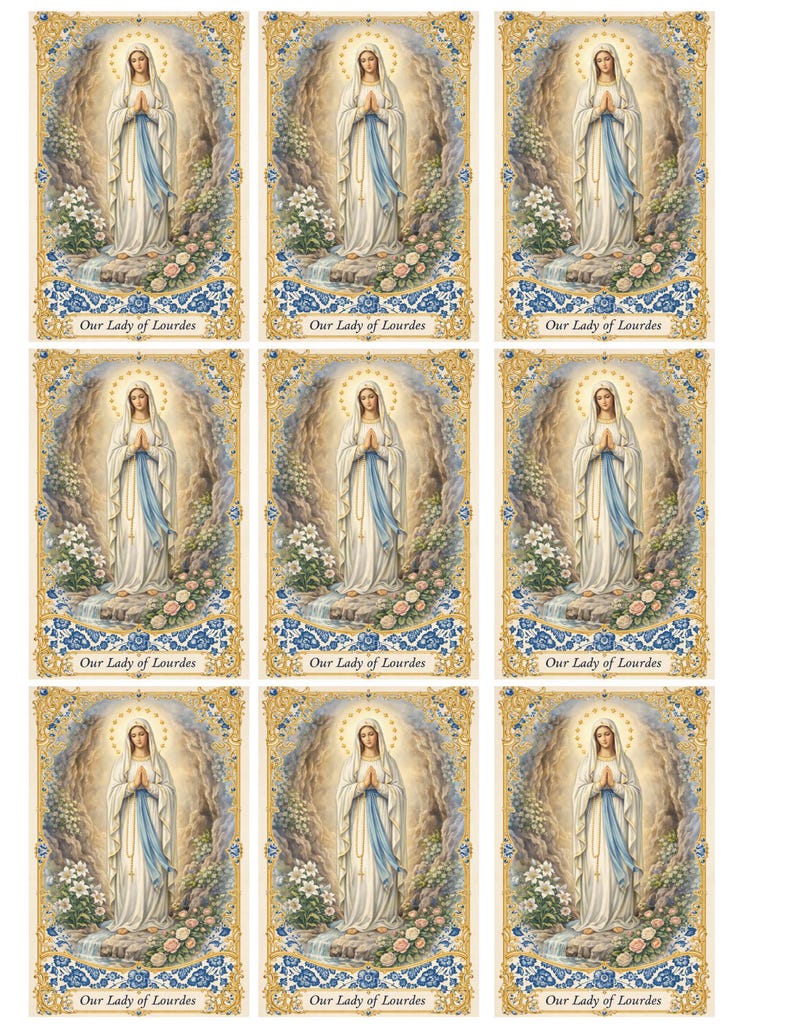 Our Lady of Lourdes Holy Card Printable | Catholic Image Digital ...