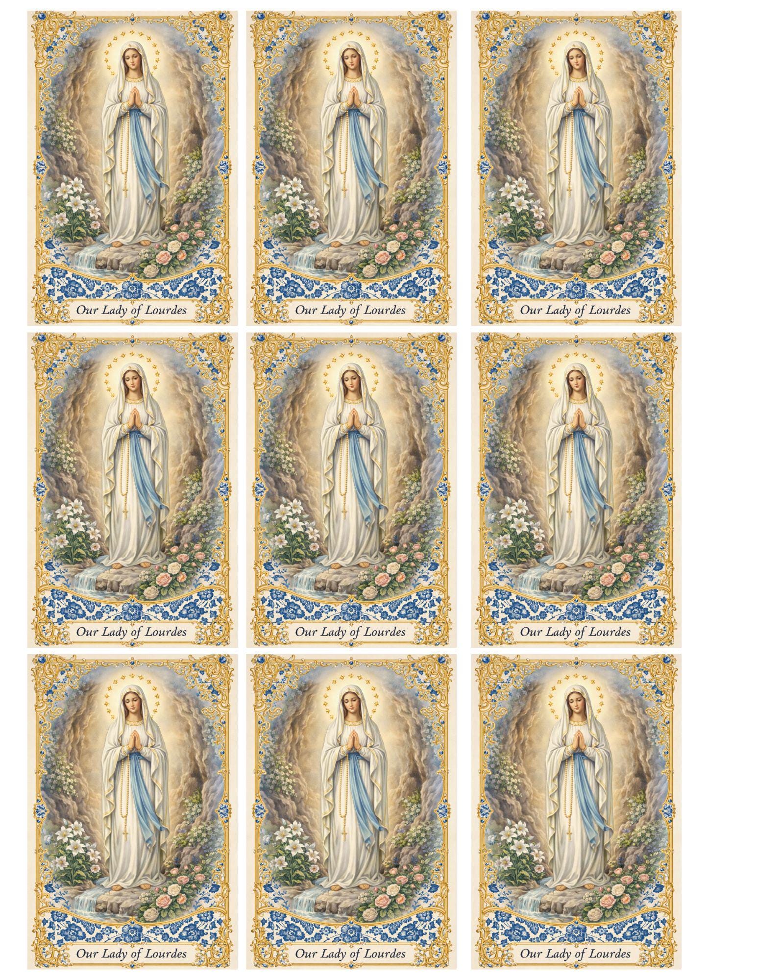 Our Lady of Lourdes Holy Card Printable | Catholic Image Digital ...