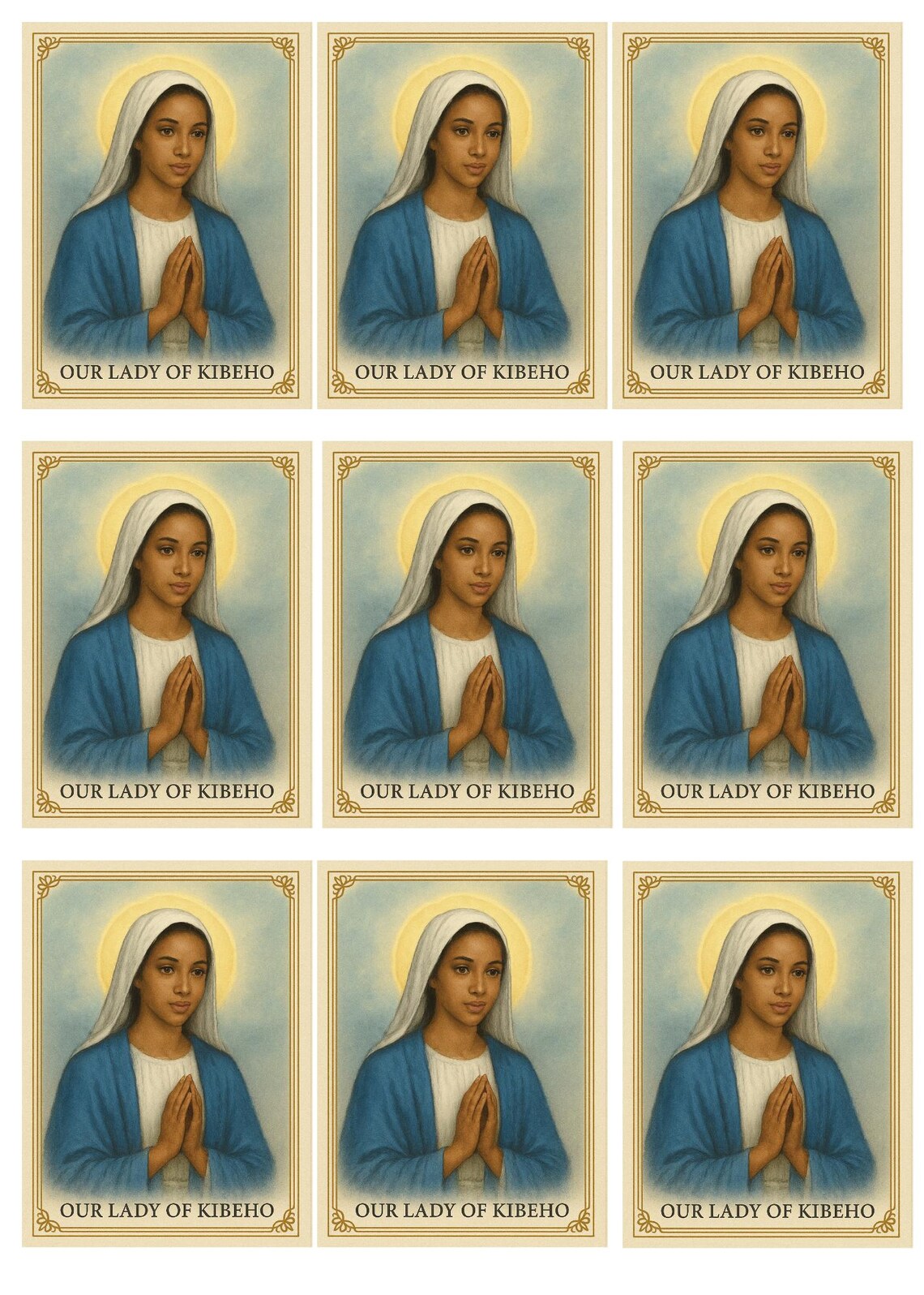 Our Lady of Kibeho Holy Card Printable | Catholic Image Digital ...