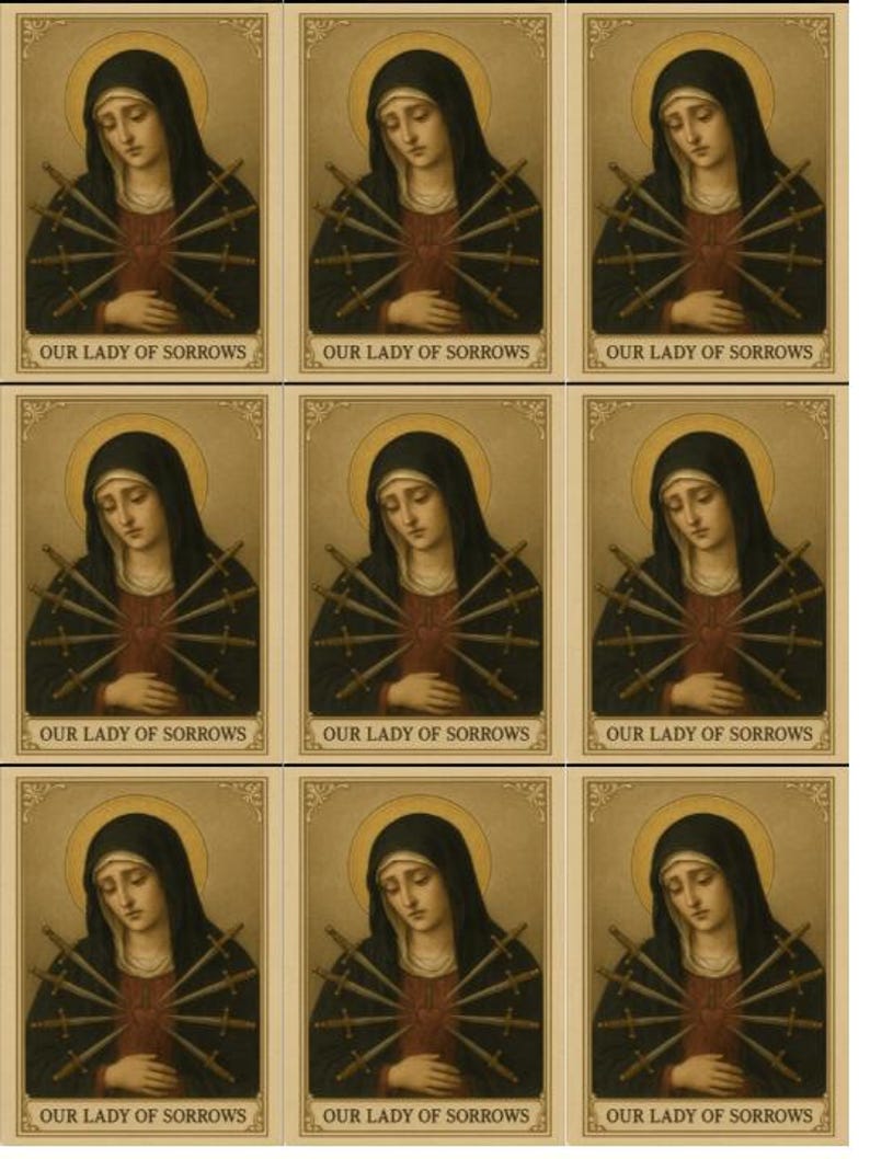 Our Lady of Sorrows Holy Card Printable | Catholic Image Digital ...