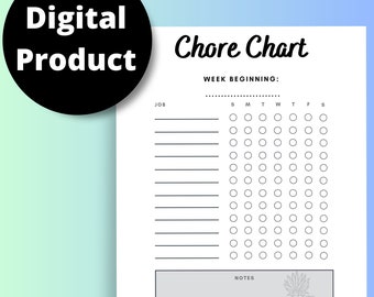Grey & White Chore Chart Digital Download