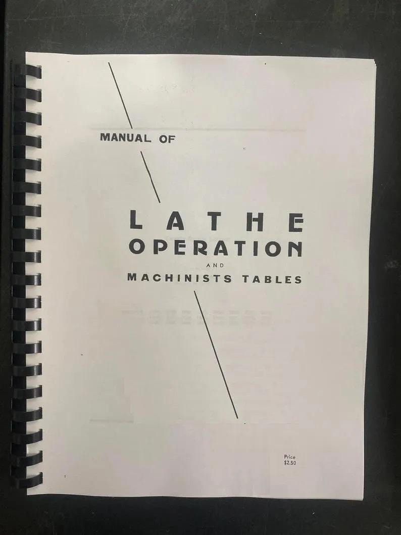 Lathe Operation and Machinists Tables Manual of Lathe 292 Pages - Etsy