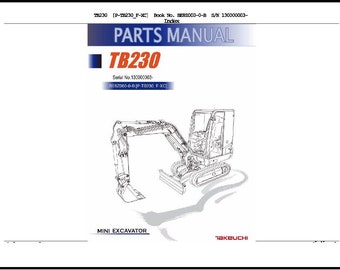 230 Mini-Excavator Service Parts Manual Takeuchi TB230