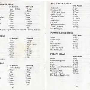 6200 Bread Machine Recipes & Operator Instruction Maint Manual Bakers Select ABM6200