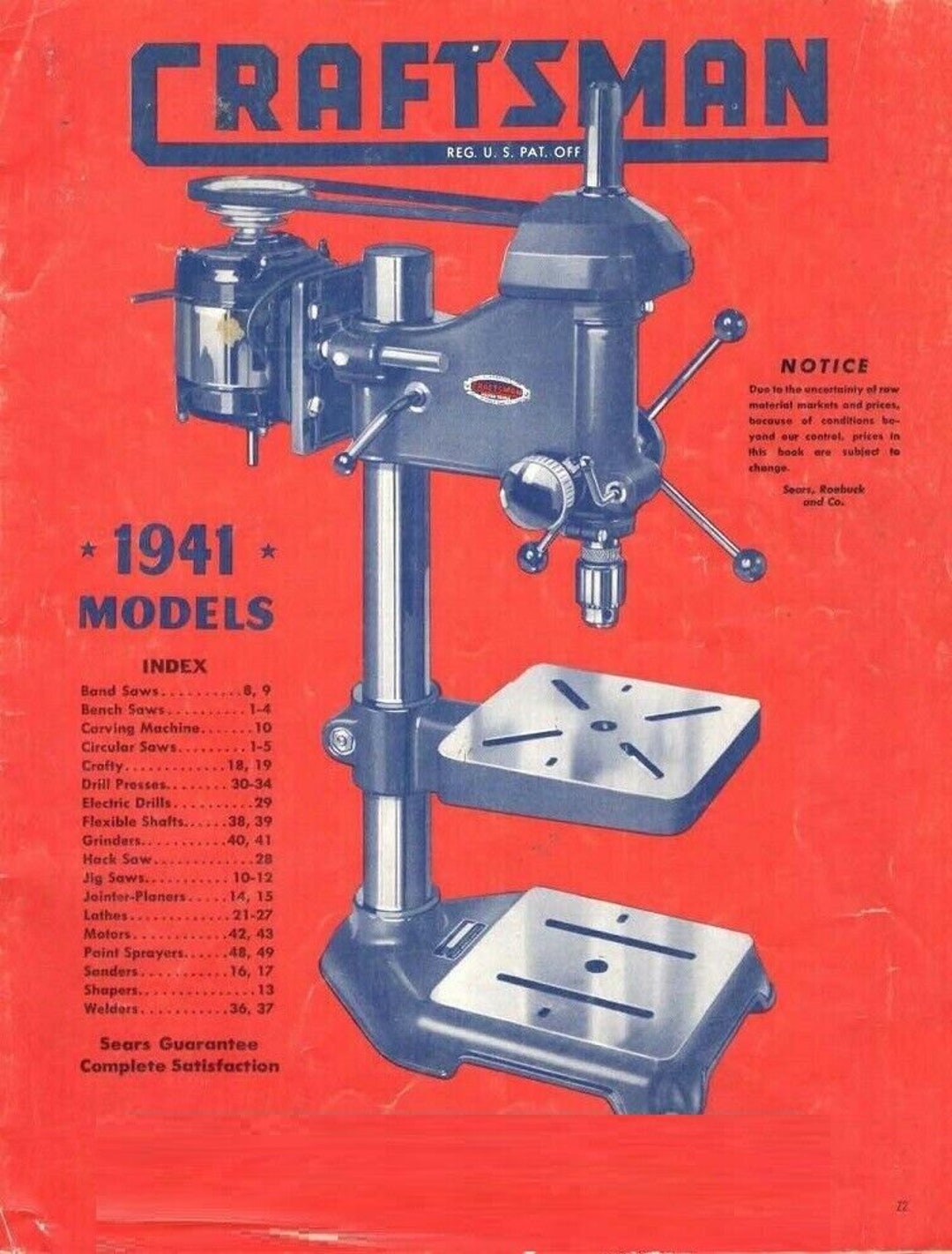 Catalog Fits 1941 Sears Craftsman Power Tools Catalog Etsy