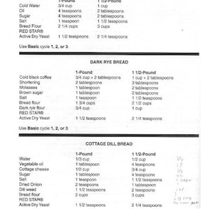 3100 Bread Machine Recipes & Operator Instruction Maint Manual ABM 3100