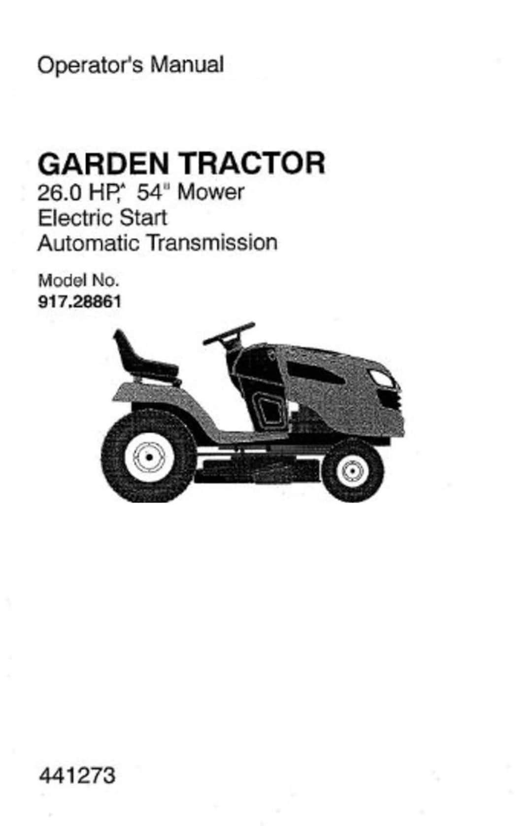 DOWNLOAD NOW - Tractor Operator Manual 917-28861 26HP 54” Mower E-start ...
