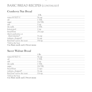 2828 Bread Machine Recipe Guide & Operating Instruction Manual Cool Touch TR2828G