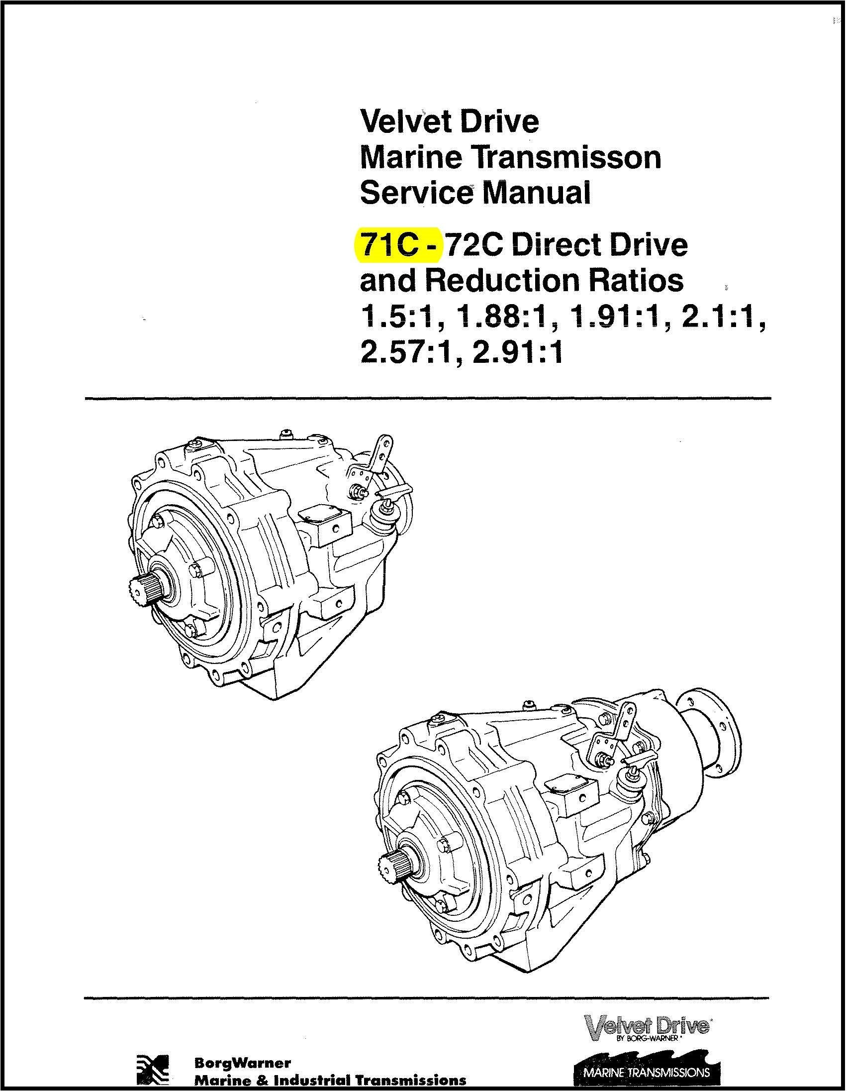 71C 72C Marine Transmission Velvet Drive Service Manual Direct Drive