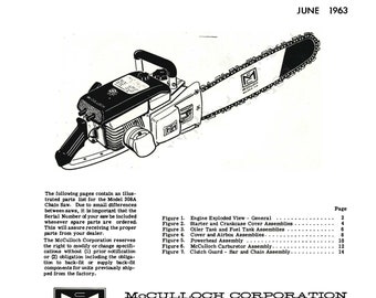 380 1963 Chainsaw Illustrated Parts List Manual Compatible avec McCulloch 380A MC#17