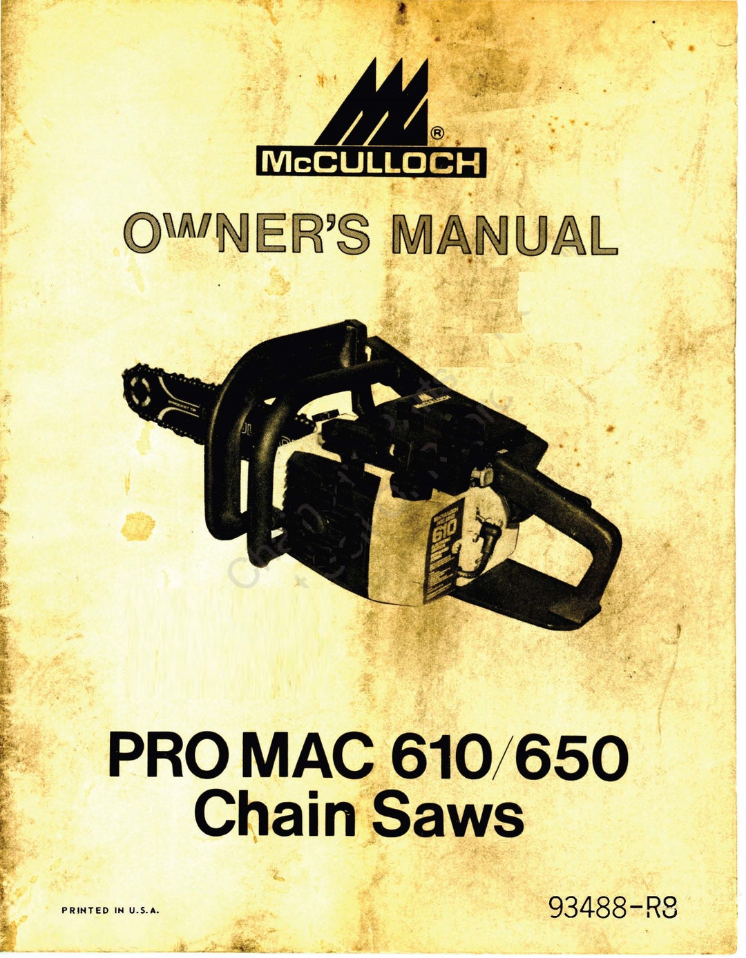 610 650 Chainsaw Owner s Operator Maint Manual Fits Mcculloch Pro
