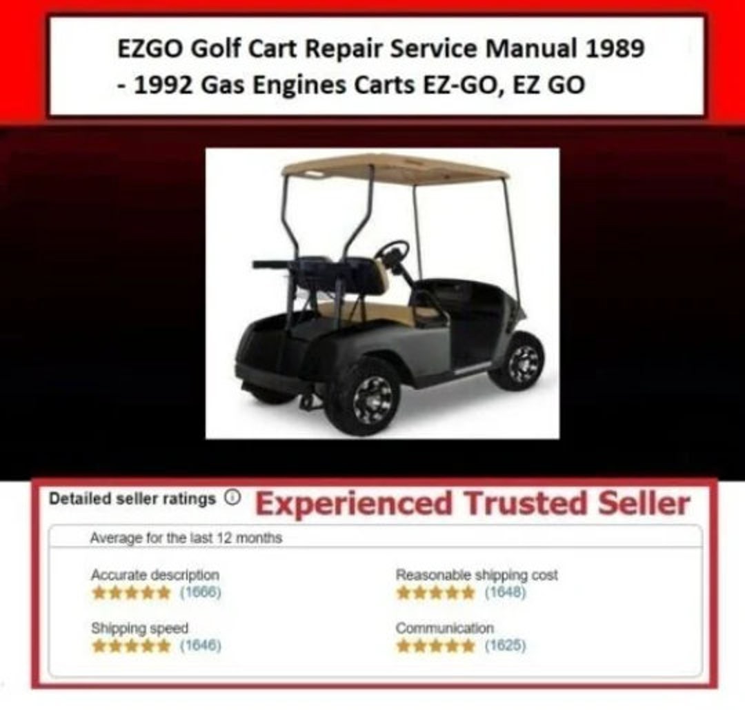 500 Repair Service Manual 1989 1992 Golf Cart Gas Engines EZGO, Ez Go
