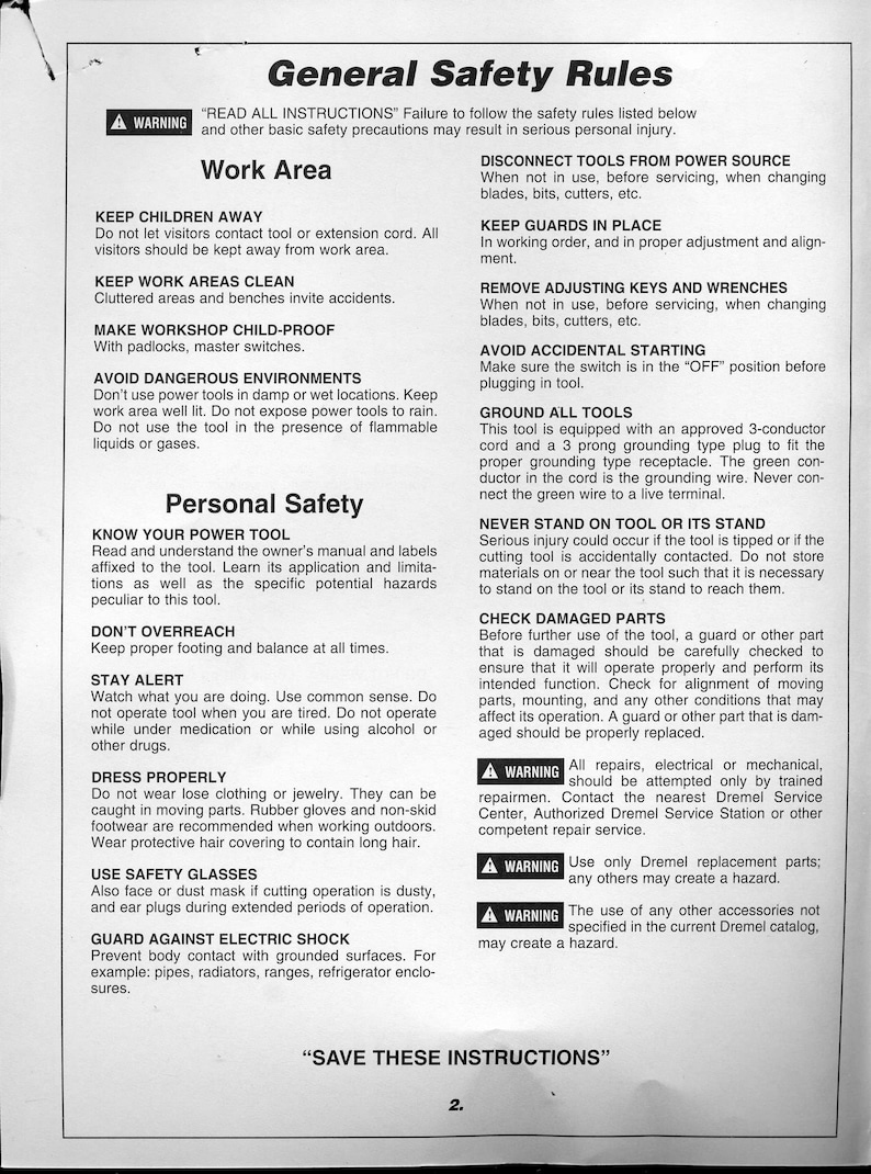 Instruction Manual 1672 2 Speed Dremel Scroll 16 Saw Etsy