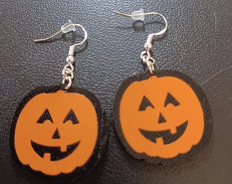 Pumpkin Faux Leather Earrings