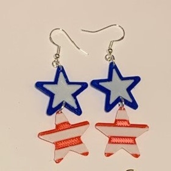 Red and White Striped Layered Earrings Red and White Striped Layered Earrings
