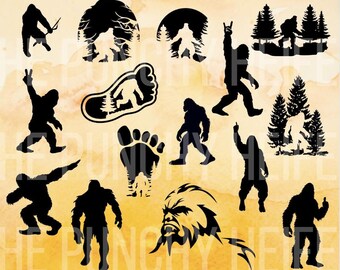 Bigfoot Sasquatch Design Bundle, Hunting Fishing SVG PNG (Digital Download)