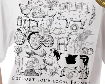 Farm Animals PNG Digital Download Bundle, Support Your Local Farmer, Agriculture, Farm Nursery Decor, FFA, Nature Shirt, Plant shirt