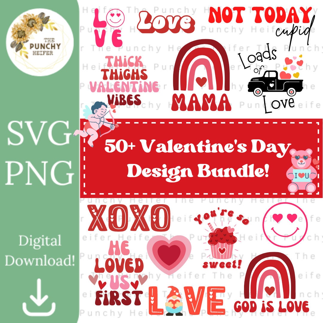 Retro Valentine's Day SVG PNG Bundle, 50+ Designs (digital Download) - Etsy