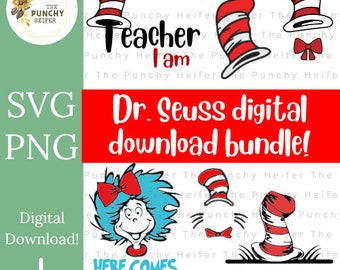 Dr. Seuss SVG, PNG Bundle, Read Across America (Digital Download)