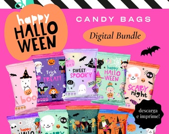 Halloween candy bags, Halloween chipbags, Halloween bags, Halloween potato wrapper