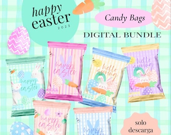 easter candy bags, easter chip bags, bolsitas pascua, diseños pascua chip bags, conejito pascua bolsitas
