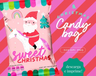 Christmas candy bag, Santa chipbag, Santa Claus bolsa papas, Chipbags de Navidad