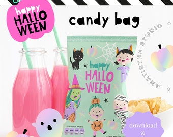 halloween chip bag, halloween candy bags, halloween printable chip bag, halloween party favors, bolsitas halloween