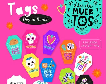 Tags día de muertos, tarjetas día de muertos, giftags día de muertos