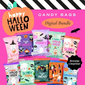 Halloween candy bags, halloween chipbags, halloween bags, halloween potato wrapper