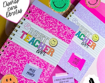 Designs for Best Teacher ever notebooks, master notebooks