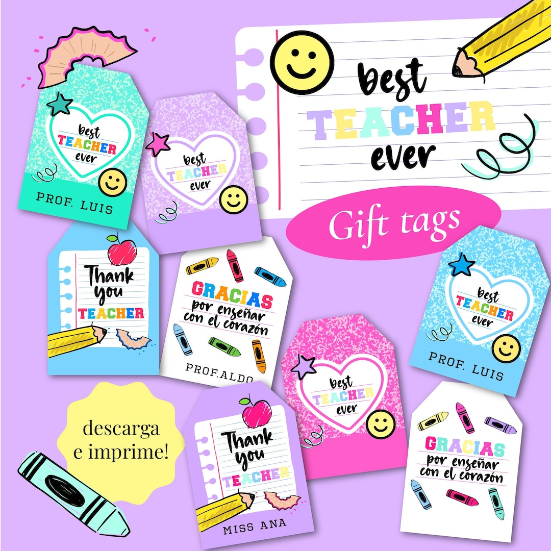 Teacher Gift Tags, Best Teacher Tags, Teacher Cards, Teachers Day Cards ...