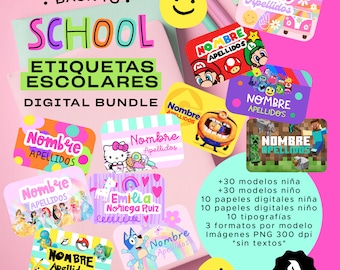 School Label Designs, Digital School Labels File, Digital School Labels, Printable School Stickers